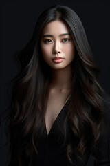 Fototapeta premium Portrait of asian female beauty girl beautiful photo shoot black blouse