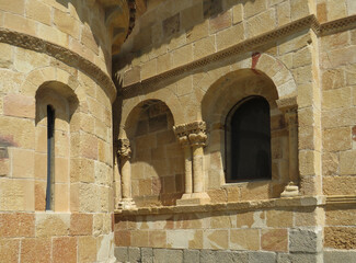 Romanesque Church of San Andres. (12th century). Detail of lateral window in the main apse.
Historic city of Avila. Spain.  