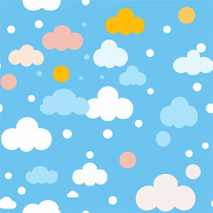 Polka dot clouds, simple 2D svg vector illustration