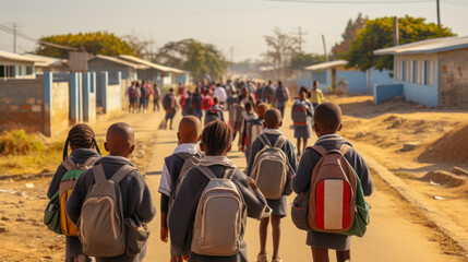 african school children first graders go to school generative ai