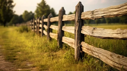 Peel and stick wall murals Meadow, Swamp wooden fence corral for livestock generative ai