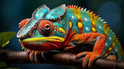 Portrait of chameleon. Generative AI.