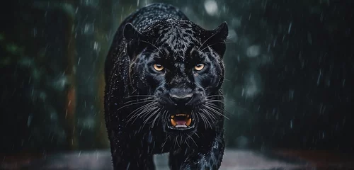 Black panther in the rain.  © André