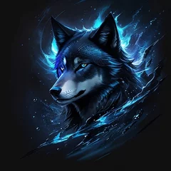 Deurstickers Dark blue wolf logo © Dilmi