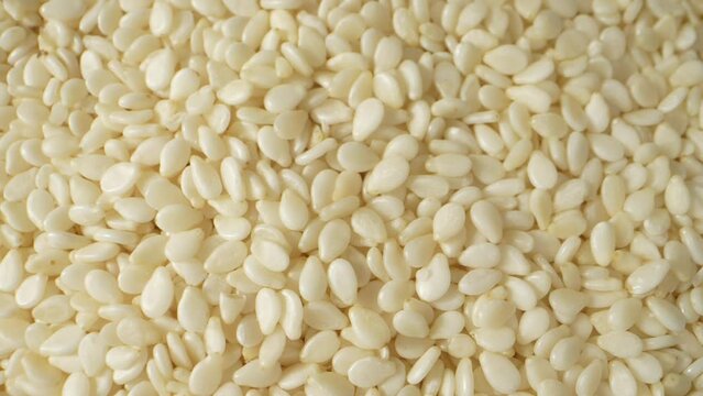 Consuming white sesame seeds in moderation can provide several health benefits. The high calcium content makes them beneficial for maintaining bone health. Grain concept. Sesame Seeds background
