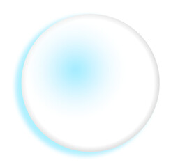 Light Blue Circle. Blurred Transparent Big Dot. No Background. Blue-White Gradient Smiple Round Geometric Element with Blue Shadow.