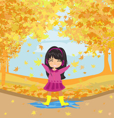 fun in the park in autumn day - 626599802