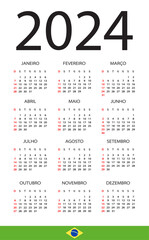 2024 Calendar - vector template graphic illustration - Brazilian version - 626602434