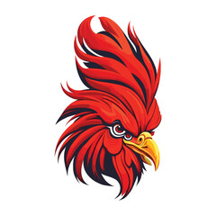 Rooster head with a vector illustration on white background