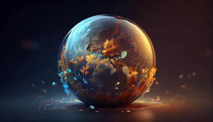 Obraz na płótnie Canvas Beautiful earth globe in atmosphere space, symbolic generative ai digital illustration for environment, climate change and sustainable life style Ai generated image