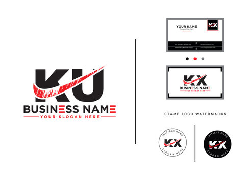 Modern Brush ku Shape Logo Icon, Minimalist ku Logo Letter Design