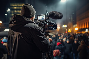 videographer use camera