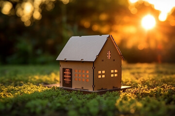 Miniature house with scenery. Generative AI.