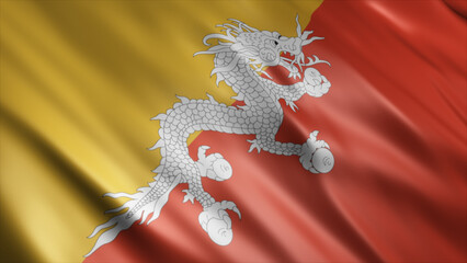 Bhutan National Flag, High Quality Waving Flag Image 
