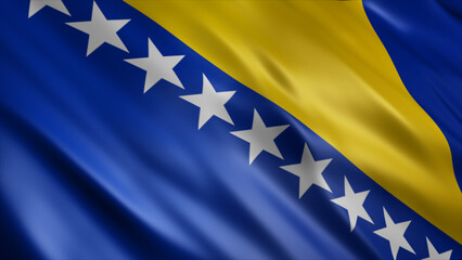 Bosnia and Herzegovina National Flag, High Quality Waving Flag Image 
