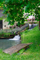 Fototapeta na wymiar View of the Savinja river and valley in Luce, Slovenia, Europe