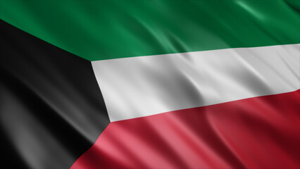 Kuwait National Flag, High Quality Waving Flag Image 
