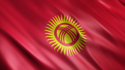 Kyrgyzstan National Flag, High Quality Waving Flag Image 
