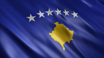 Kosovo National Flag, High Quality Waving Flag Image 
