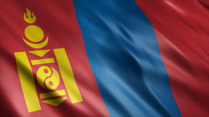 Mongolia National Flag, High Quality Waving Flag Image 