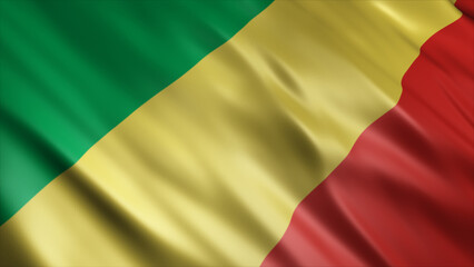 Fototapeta premium Republic of the Congo National Flag, High Quality Waving Flag Image 