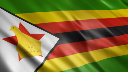 Zimbabwe National Flag, High Quality Waving Flag Image 