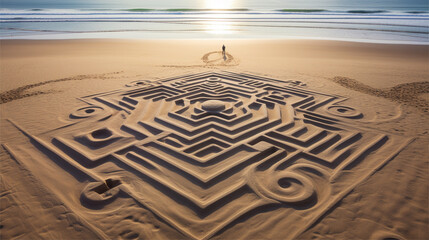 Shapes made of sand.  Generative AI.