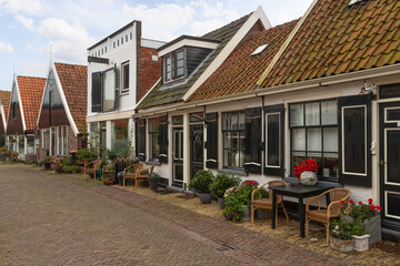 Small street in the center of the picturesque Oosterend on the island of Texel.