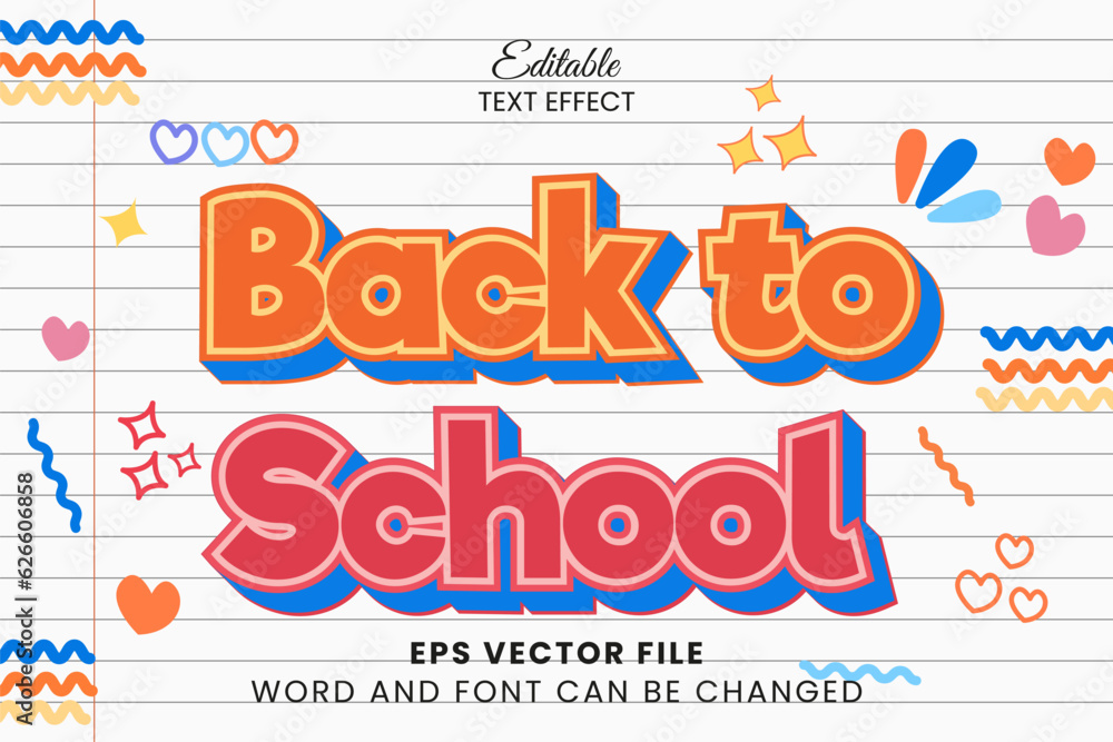 Poster back to school vector text effect, doodle style text effect