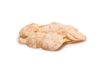 Rice chips isolated on white background.