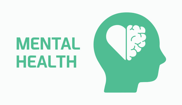 Mental health, wellness, emotions, feelings, mind, healthy. Medicine, psychology, psychiatry. Heart, brain. Icon, vector illustration, symbol