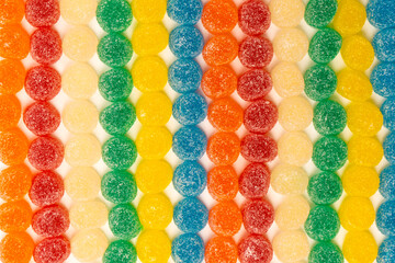 Assorted gummy candies. Top view. Jelly  sweets.
