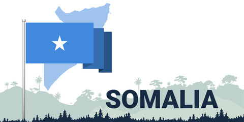 Stunning vector design: Country flag, map, name, and lush forest backdrop. Perfect for showcasing national pride and heritage.