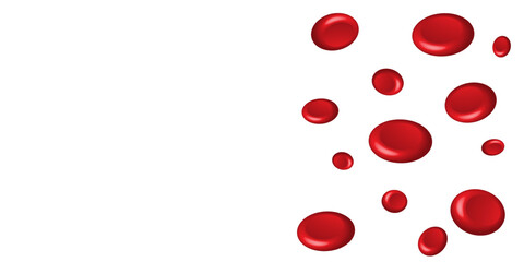 Red blood cells on isolated white background. Medical and Healthcare concept. Anatomy theme