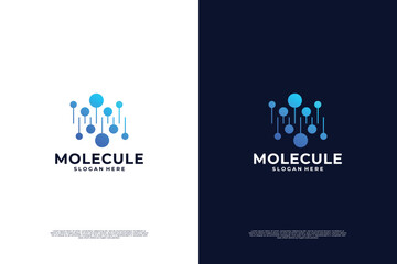 Abstract molecule connection logo design. Nanotechnology logo for Scientific laboratory - obrazy, fototapety, plakaty