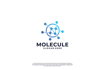 Molecule logo design. Scientific laboratory innovation icon.