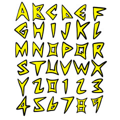 alphabet yellow lightning