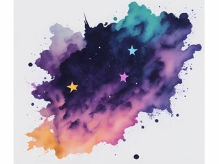abstract watercolor star background with splashes