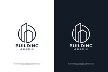 Building logo design. Real estate, architecture logo concept.