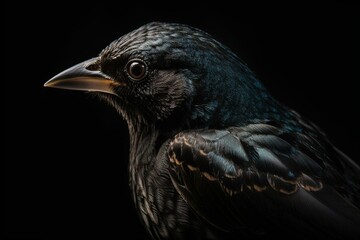 Fototapeta premium A black bird with no background. Generative AI