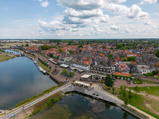Fototapeta na wymiar Aerial drone photo of the town Harderwijk in Gelderland, the Netherlands