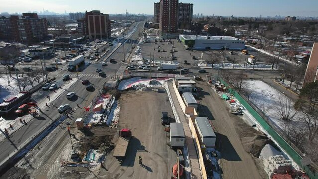 Scarborough Subway Extension construction tunnel for boring machine TBM, Bring the TTC Line 2 subway service into Scarborough: Toronto, Ontario, Canada - February 6, 2023.