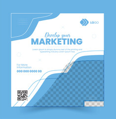 Digital business marketing banner for social media post template,Suitable for social media post, instagram story and web ads. Vector illustration with Space to add,Creative social media post banner te