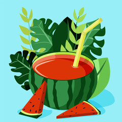 Watermelon cocktail. Tropical composition