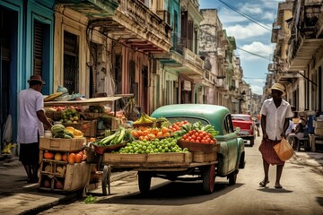 Obraz premium Fruits on a street in Havana, Cuba. Generative AI