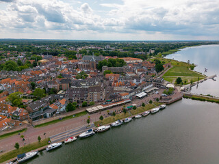 Fototapeta na wymiar Aerial drone photo of the town Harderwijk in Gelderland, the Netherlands