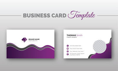 Modern & minimal business card with photo, simple clean design template, vector design, professional business card template, visiting card template. double sided business card design template