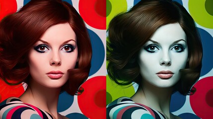 Obraz premium Pop ART, Retro stylefashion woman wearing trendy sunglasses. , Pin up girl. Generative AI