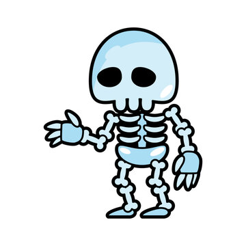 Skeleton ghost . Halloween cartoon characters . Vector .