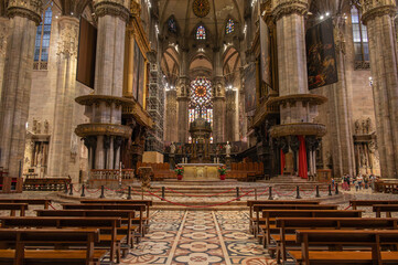 Fototapeta na wymiar An interior of Duomo di Milano, Lombardy, Italy.